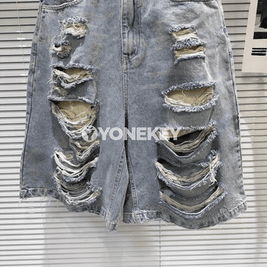 Zenanlar üçin giň kesimli denim şortik, ýaz-tomus gündelik stil