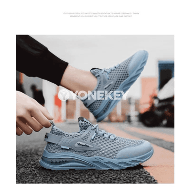 Erkekler üçin mesh köwüşler, ýeňil, dem alýan, ýumşak tabanly sport stil