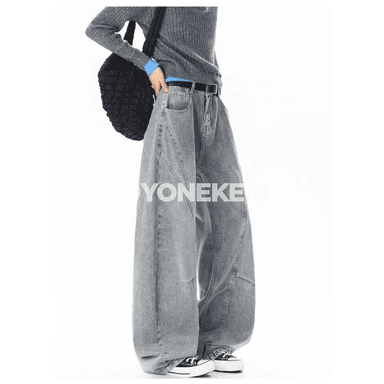 Erkekler üçin giň balak, vintage denim, giň paçaly, gündelik stil