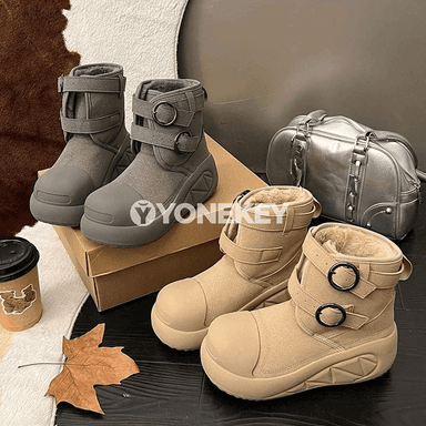 2025 gyş üçin ýokary platformaly ýyly süýet snow boots, aýal-gyzlar üçin