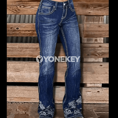 Zenanlar üçin giň göwrümli denim jeans jalbar, rahat kesim