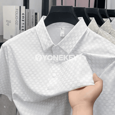 Erkekler üçin jacquard polo futbolka, ýeňil, dem alýan, ýazky-güýzki