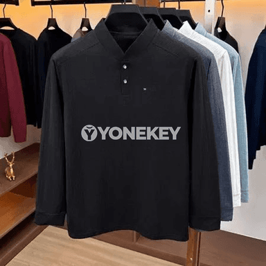 Erkekler üçin uzyn ýeňli regular fit polo köýnek, ofis we gündelik geýim