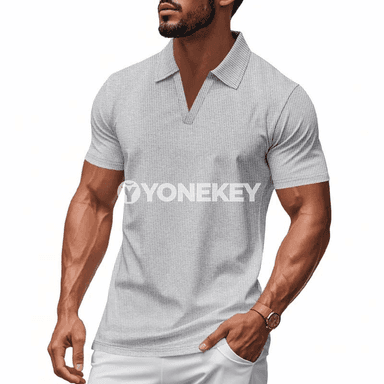 Erkekler üçin slim fit polo futbolka, ýeňil we dem alýan