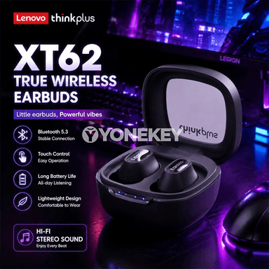 Lenovo XT62 simsiz Bluetooth 5.3 nauşnikler, sport we günlük ulanyş üçin