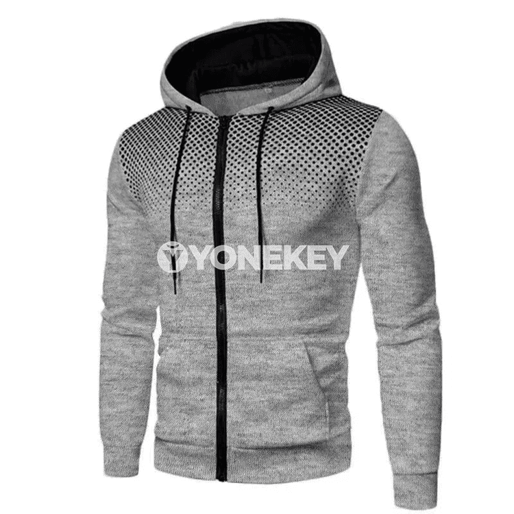 Erkekler üçin güýz-gyş fermuarly hoodie jaket, jübili sport görnüşi