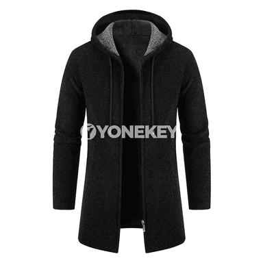 Erkekleriň gyş köýnek-paltosy, ýyly kapşonly fermuarly penjek