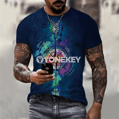 Retro kompasly köýnek, ýaz-tomus üçin giň kesimli erkek futbolkasy
