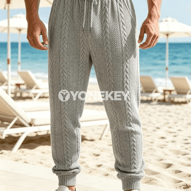 Erkekler üçin örme jogger balaklar, elastik bili, jübili