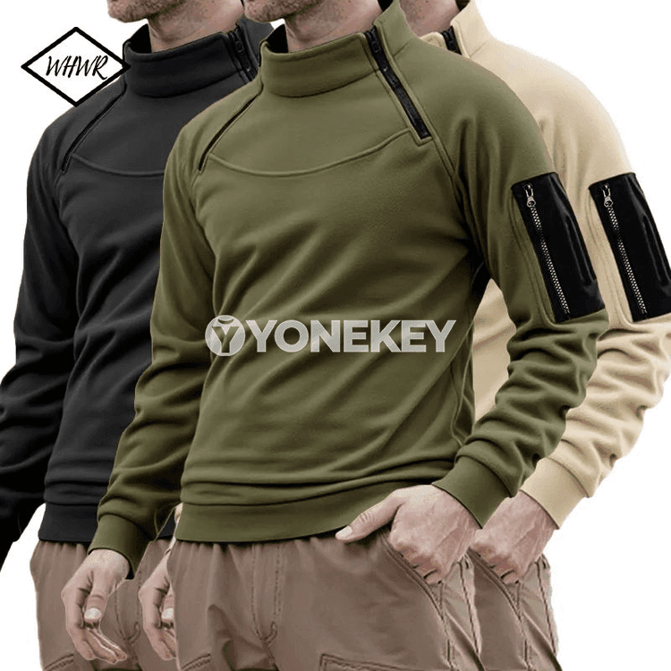 Erkekler üçin ýyly taktiki kapüşonly switer, fermuarly, howa geçirmeýän