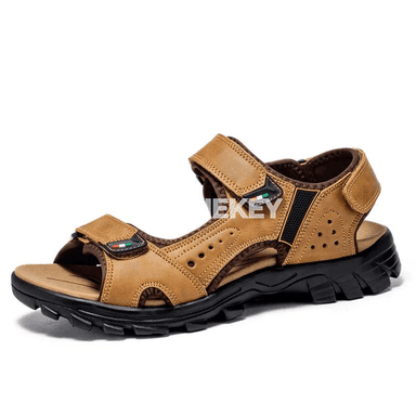 Erkekler üçin hakyky deriden ýaz sandal we plýaž köwüşleri