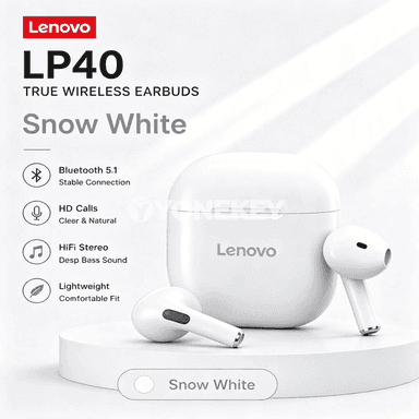 Original Lenovo LP40 TWS simsiz Bluetooth nauşnikler, sensor dolandyryşly