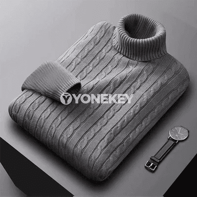 Erkekler üçin ýyly balakly gök boýun switeri, gyş üçin