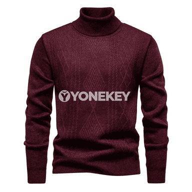 Erkekler üçin ýyly turtlenek trikotaž pullover, argyle nagyşly