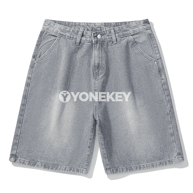 Erkekler üçin ýazky jeans şortik, giň oturan, döwrebap ýuwulan görnüş