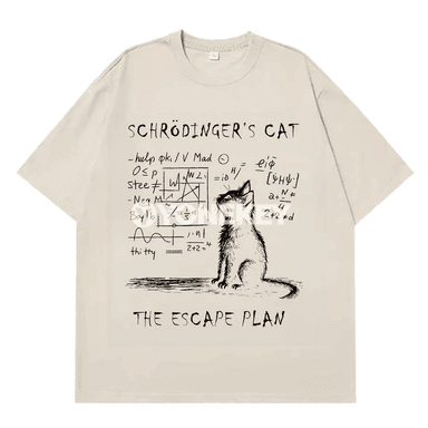 Schrodinger Cat fizikaly printli erkek-zenan üçin ýeňil futbolka