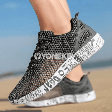 Erkekler üçin tomusky dem alýan mesh sport köwüşleri, ýeňil gündelik model