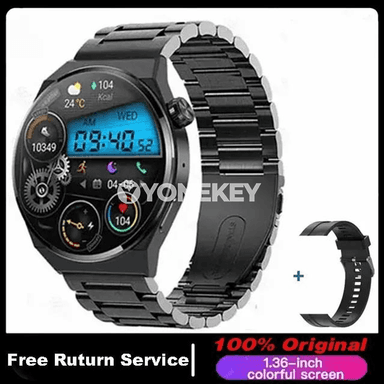 Erkekler üçin akylly sagat, HD AMOLED ekranly, GPS, Bluetooth jaňly