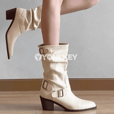 Aýal-gyzlar üçin ýokary ökjeli ortaky boý ädik, kowiý stil
