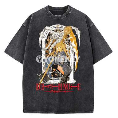 Death Note anime köýnek, uniseks, vintage washed, pagta, şäher stili