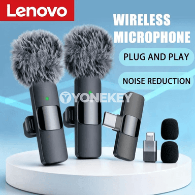 Lenovo simsiz mini lavalier mikrofony, ýazgy we live üçin