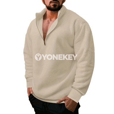 Erkekler üçin fermuarly dik ýaka sport hoodie jaket