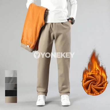 Erkekler üçin ýyly fleece astarly giň balaçlar, köp jübili, 5XL-6XL