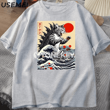Catzilla Cat görnüşli erkekler üçin gysga ýeňli futbolka