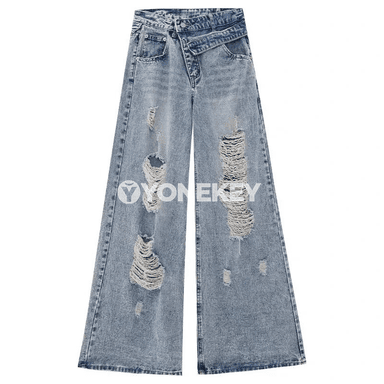 Aýal-gyzlar üçin giň balakly jeans, şäher stili we jübili rahat model
