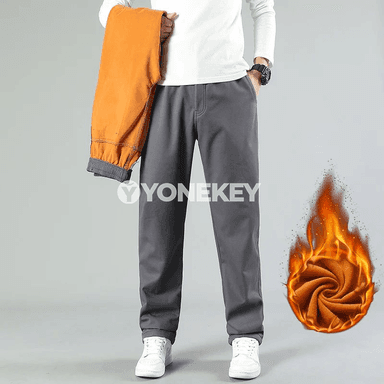 Erkekler üçin ýyly fleece astarly giň balaçlar, köp jübili, 5XL-6XL
