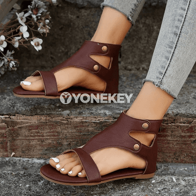 Zenanlar üçin retro topukly arkaýyn sandallar