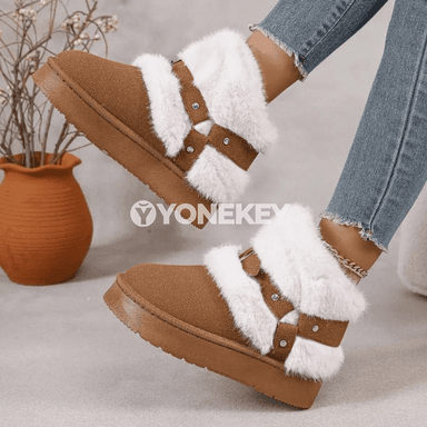 Zenanlar üçin ýyly platformaly plyuş gyş ädikleri, bukjaly