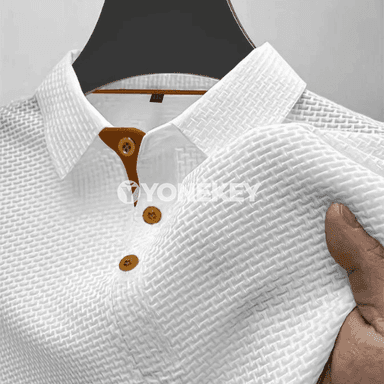 Erkekler üçin ýazky ýeňil polo futbolka, ýaşylýagly boýunly
