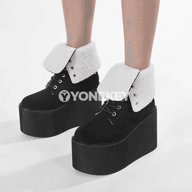 Zenanlar üçin ýyly platformaly ädikler, ýokarlandyryjy, gyş görnüşli