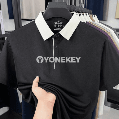 Erkekler üçin garşylykly boýunly polo köýnek, çalt guradýan ýeňil model
