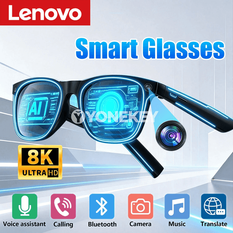 Lenovo AI akylly äýnekler, kamera, ýazgy, terjime we Bluetooth