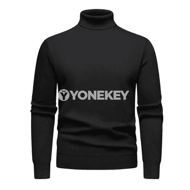 Erkekler üçin ýyly trikotaž golfikli switer, slim fit