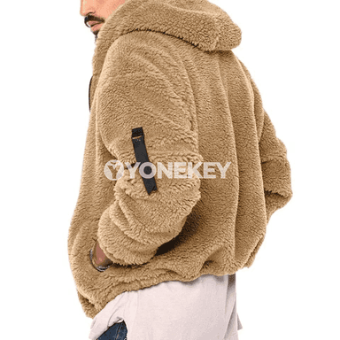 Erkekler üçin ýyly fleece zipli kapşonly kurtka