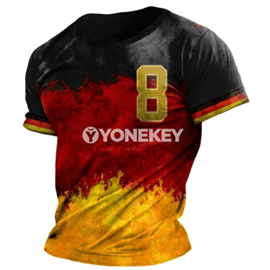 Germaniýa erkek futbolkasy, baýdakly çap, giň kesim, tomuslyk rahat model
