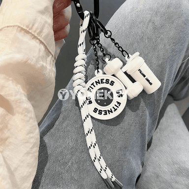 Fitnes üçin elde örülen açar halkasy, mini ganter görnüşli