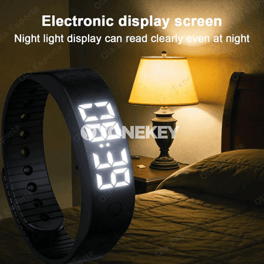 LED sanly oýanma sagady, titremeli budikly sport bileklik HT30