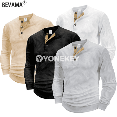 Erkekleriň uzyn ýeňli gündelik henley boýunly pulower futbolkasy