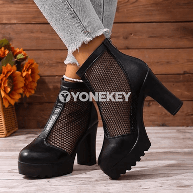 Zenanlar üçin ýokary ökjekli platformaly fermuarly sandals ökjek aýakgaplar