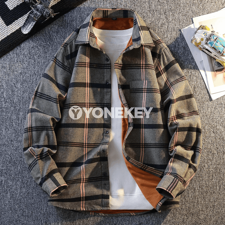 Erkekler üçin ýyly tekjeli uzyn ýeňli ýokaly köýnek-jaket