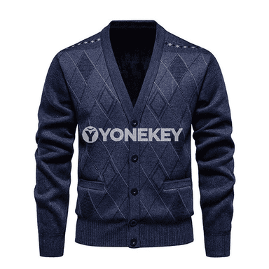 Erkekler üçin düwmejikli ýyly cardigan switer