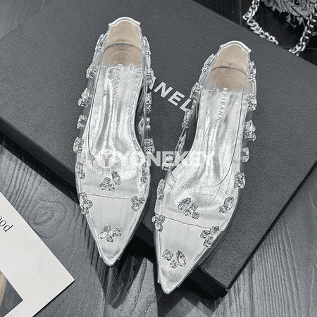 Zenanlar üçin hrustal rhinestone tekiz köwüşler, uçly burunly