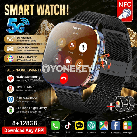 GUHUAVMI M99 5G/4G akylly sagat, kamera, GPS, Wi‑Fi, 8+128GB