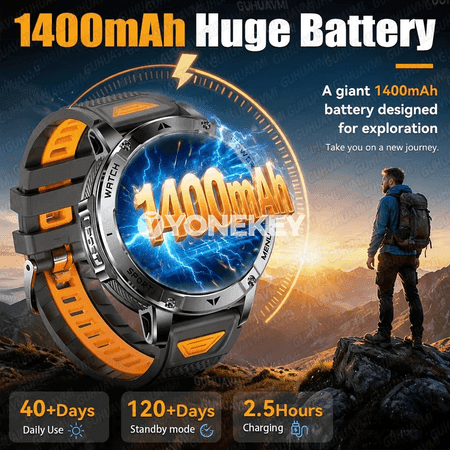 GUHUAVMI AK112 akylly sport sagady, 1.7" AMOLED, 5ATM, Bluetooth jaň, 1400 mAh