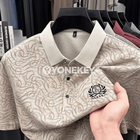 Erkekler üçin ýeňil, dem alýan çaply polo köýnek, ýaz-tomus