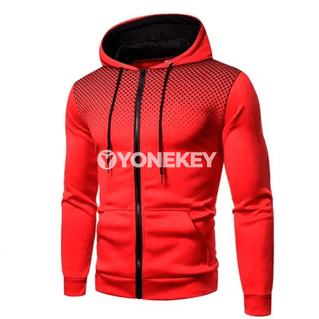 Erkekler üçin güýz-gyş fermuarly hoodie jaket, jübili sport görnüşi
